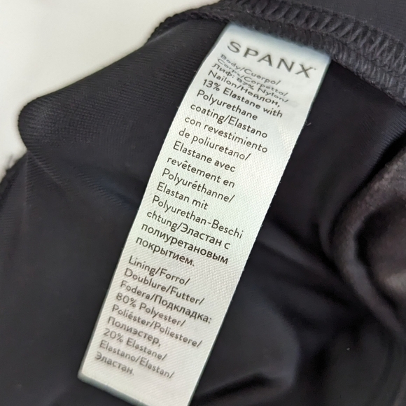 Spanx Leggings Womens Small Faux Vegan Leather 2437 Black High Rise Crop Ankle - Picture 9 of 13